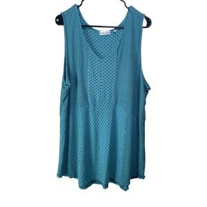 Habitat Sleeveless‎ Tunic Blue Textured 53720 Scoop Neck Stretch Womens  X-Large